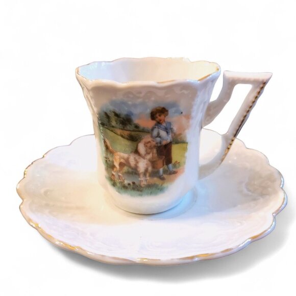 Antique 22-Piece Child Tea Set with Animal Scenes, German Victorian 1880s‎ *See - Picture 6 of 16